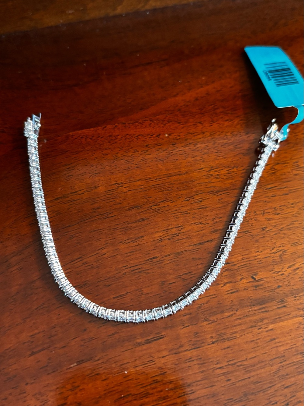 Classic Silver Tennis Bracelet with Moissonite stones. Rhodium plating.